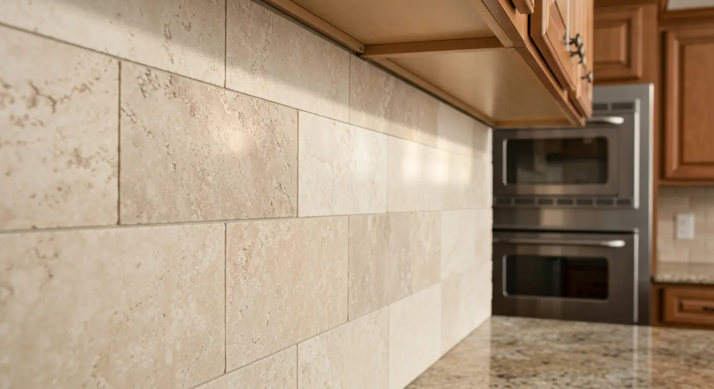 Natural stone backsplash
