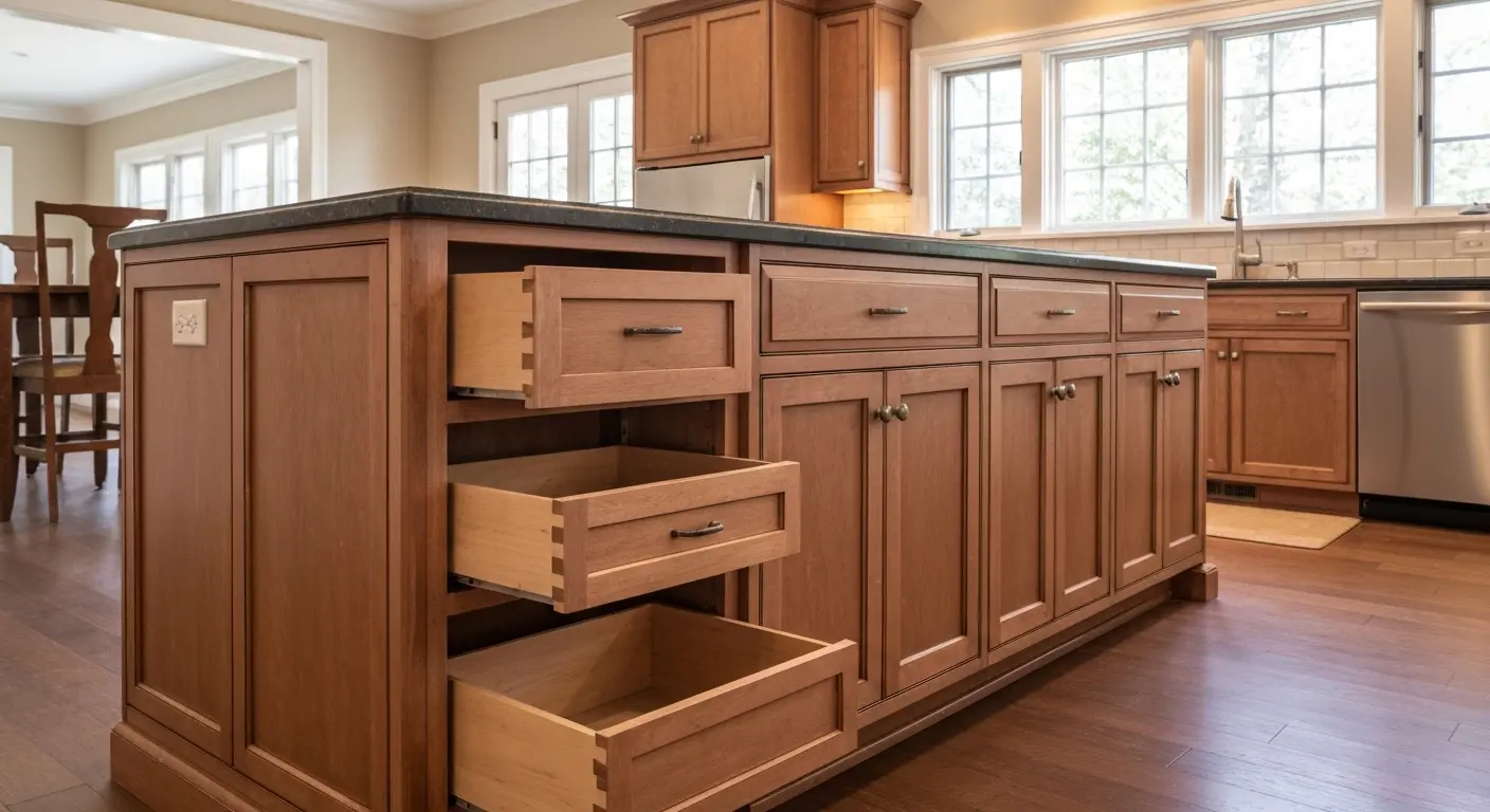 Custom cabinet island installation
