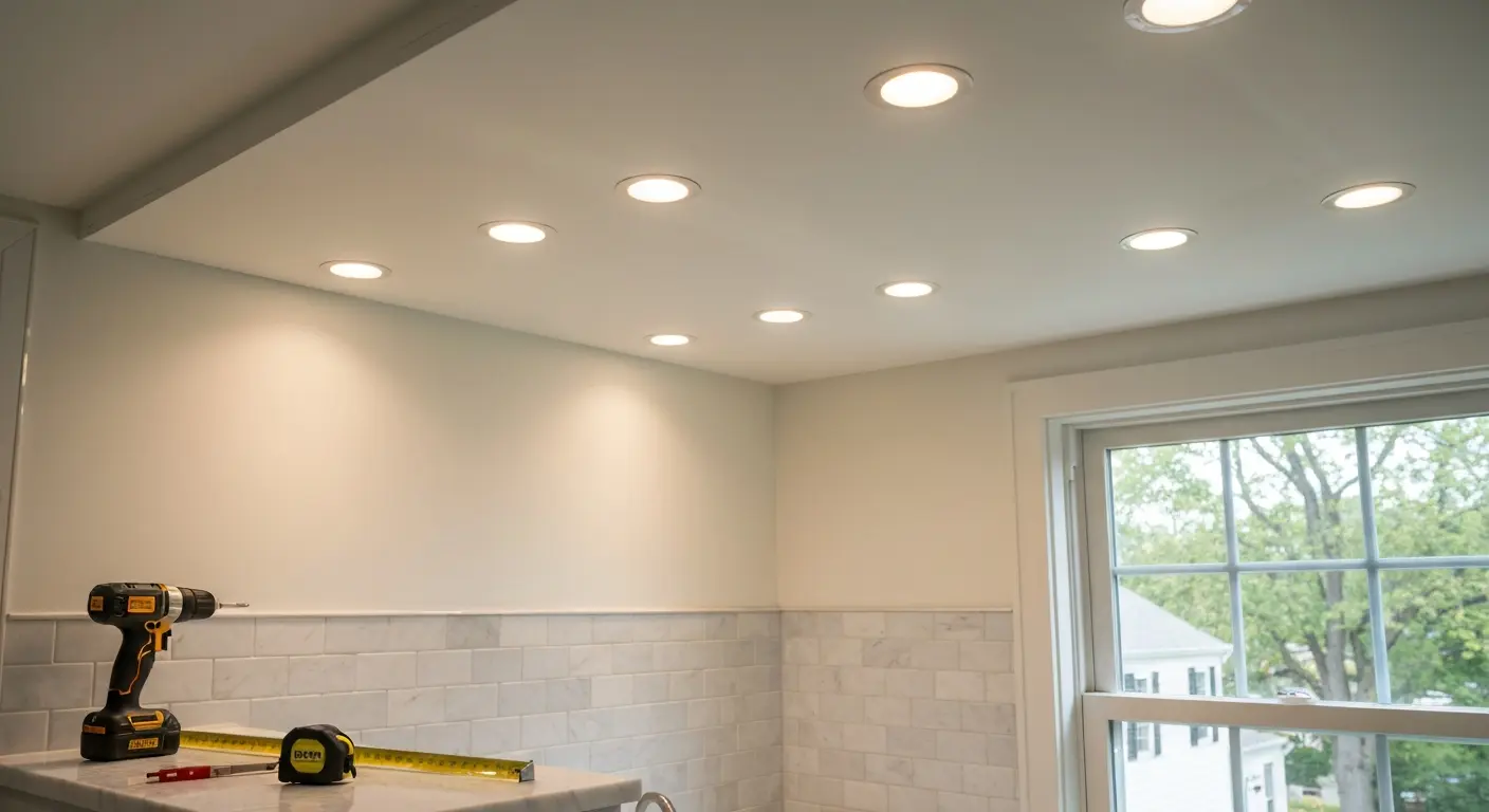 Recessed lighting in bathroom