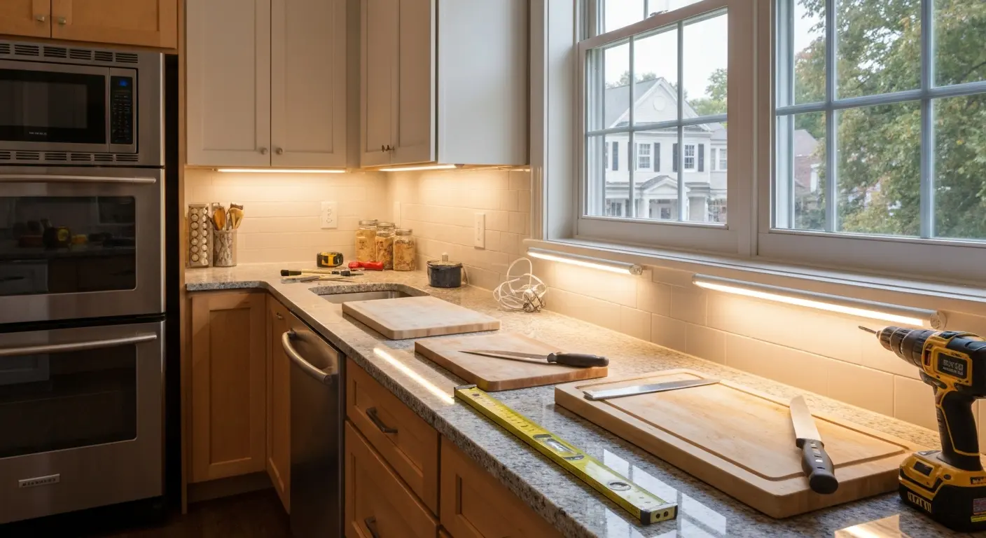 Kitchen task lighting installation