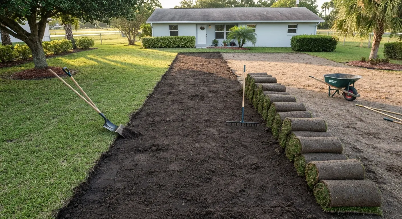 Sod removal and ground prep