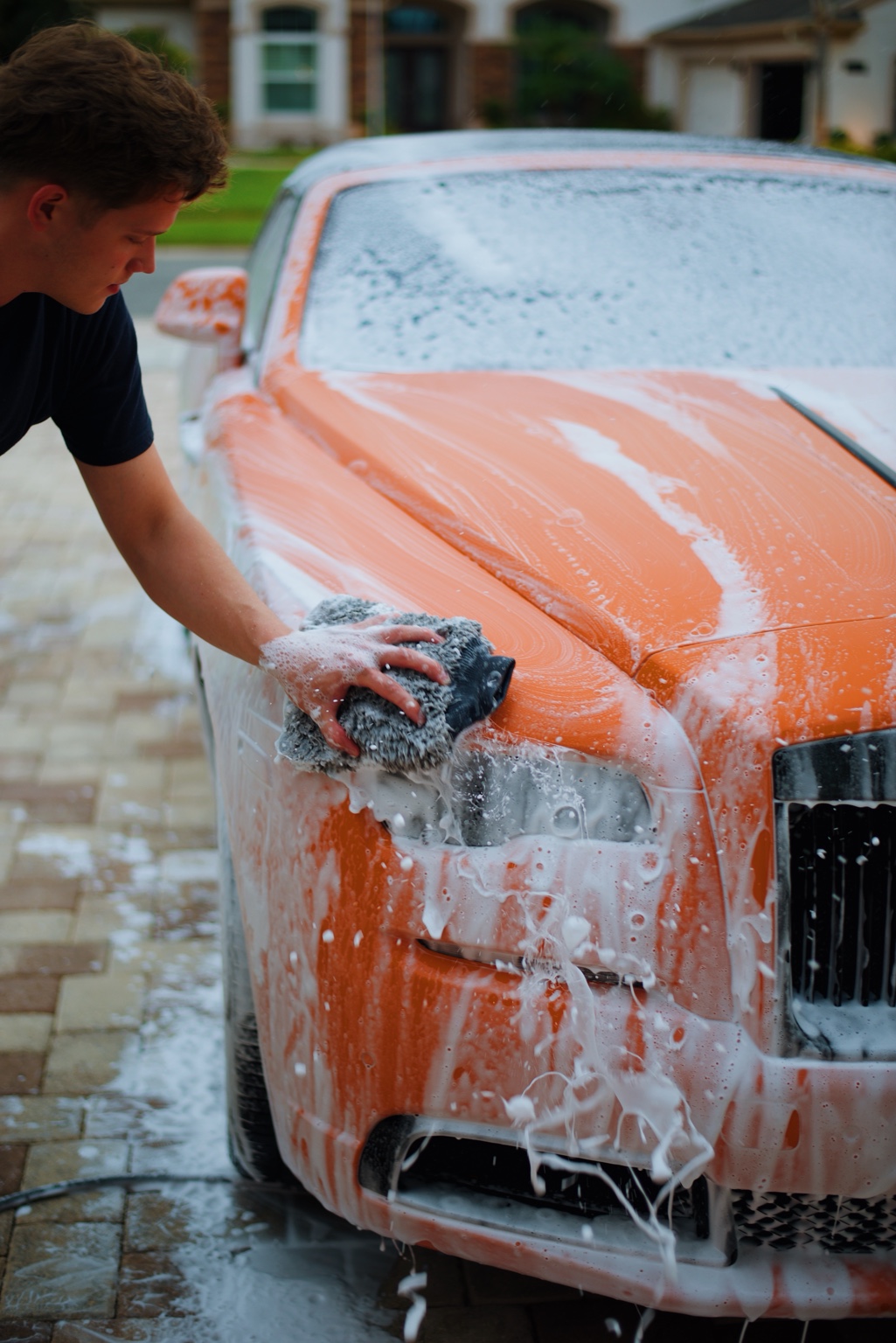 Rolls-Royce receiving a careful hand wash