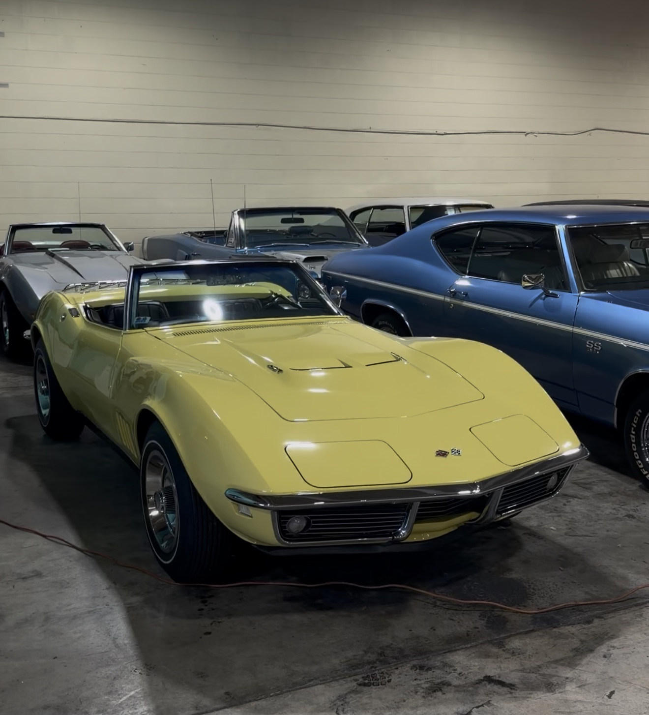 Yellow classic Chevrolet Corvette convertible