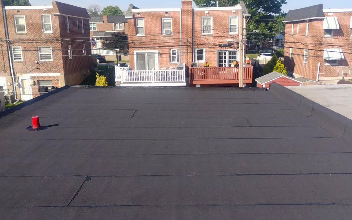 New granulated cap-sheet flat roof on a Philadelphia row home