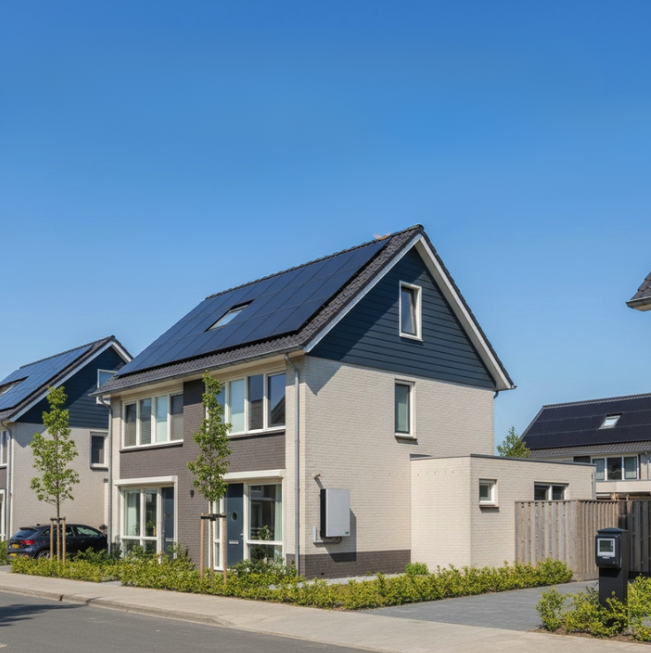 Huis in Limburg met zonnepanelen op het dak Huis in Limburg met zonnepanelen op het dak