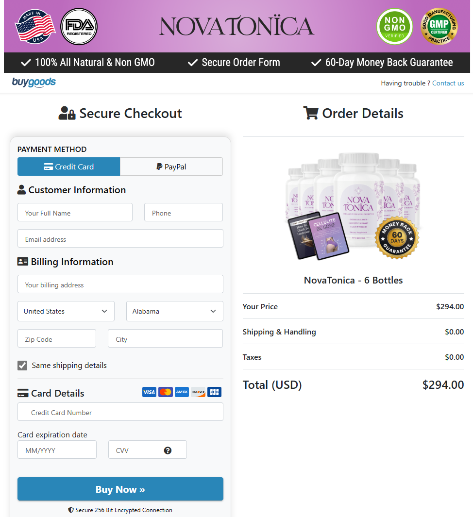 NovaTonica Order Page