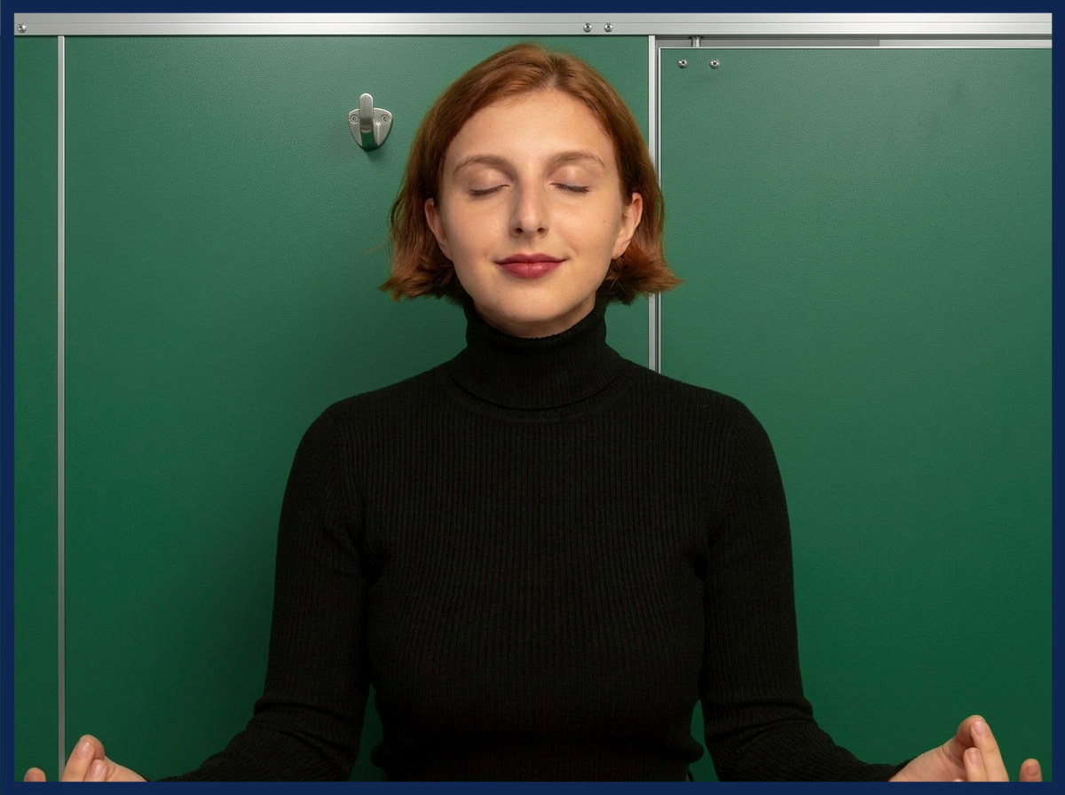 Mom of an ESL student taking the Cambridge Key A2 (KET) Exam calming her nerves through breathwork