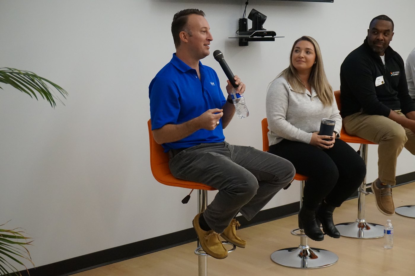 RJ Huebert speaking on a Life Science Connect panel
