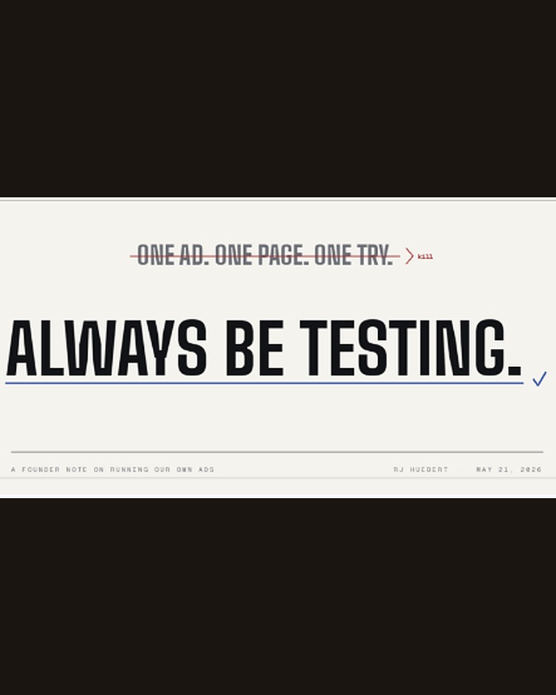 Always Be Testing — one ad, one page, one try