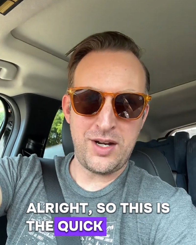 RJ in a car wearing sunglasses — origin story