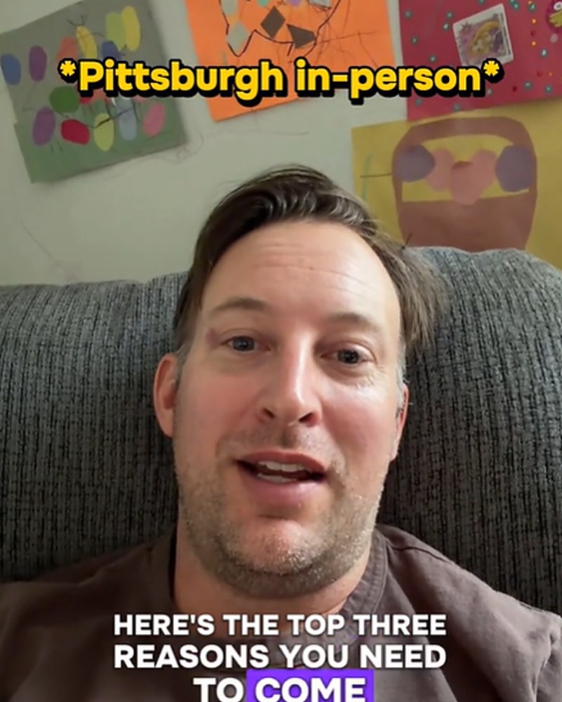 RJ on a couch — top three reasons to come to the July 28 Pittsburgh event