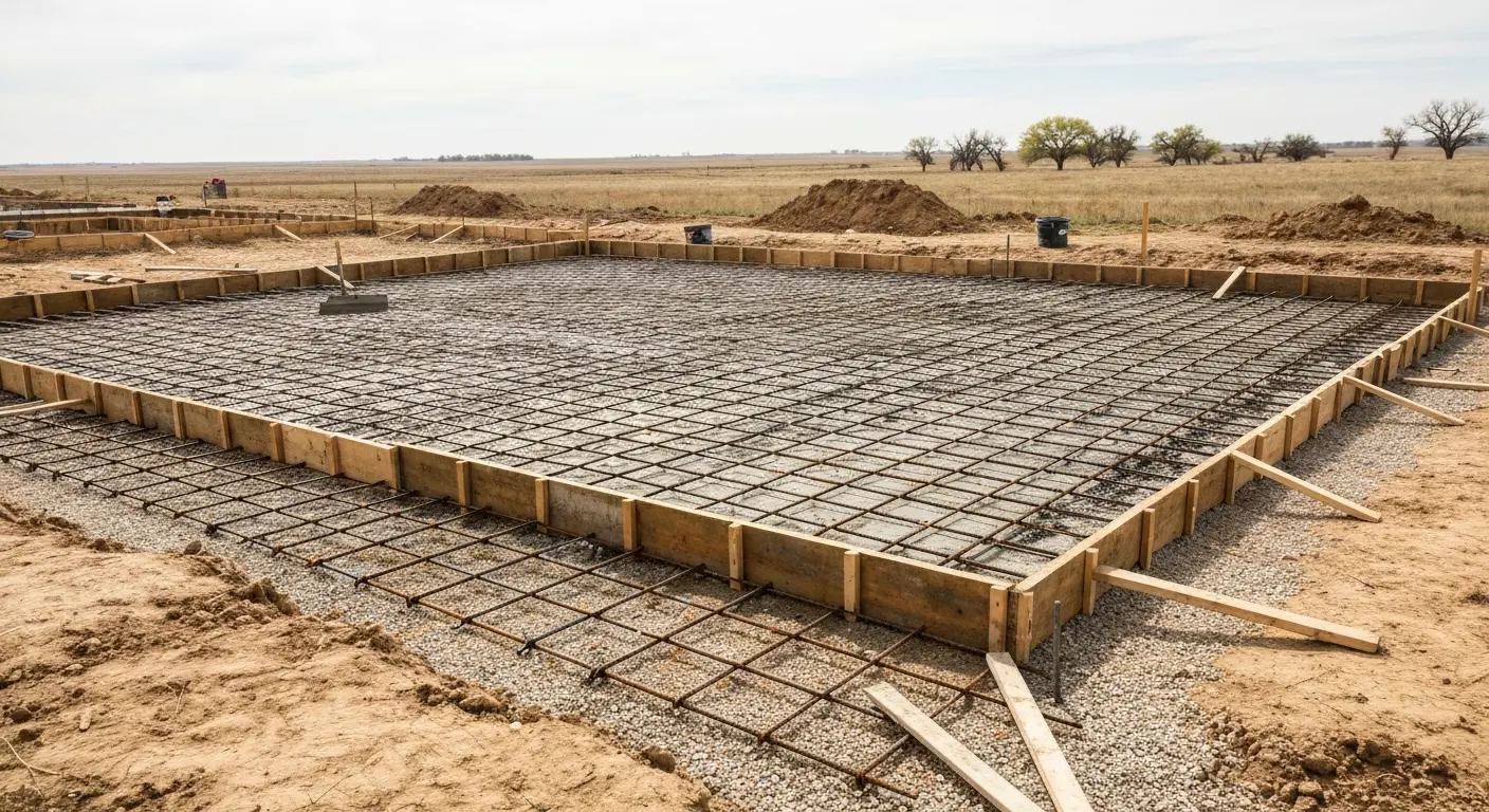Concrete foundation pouring