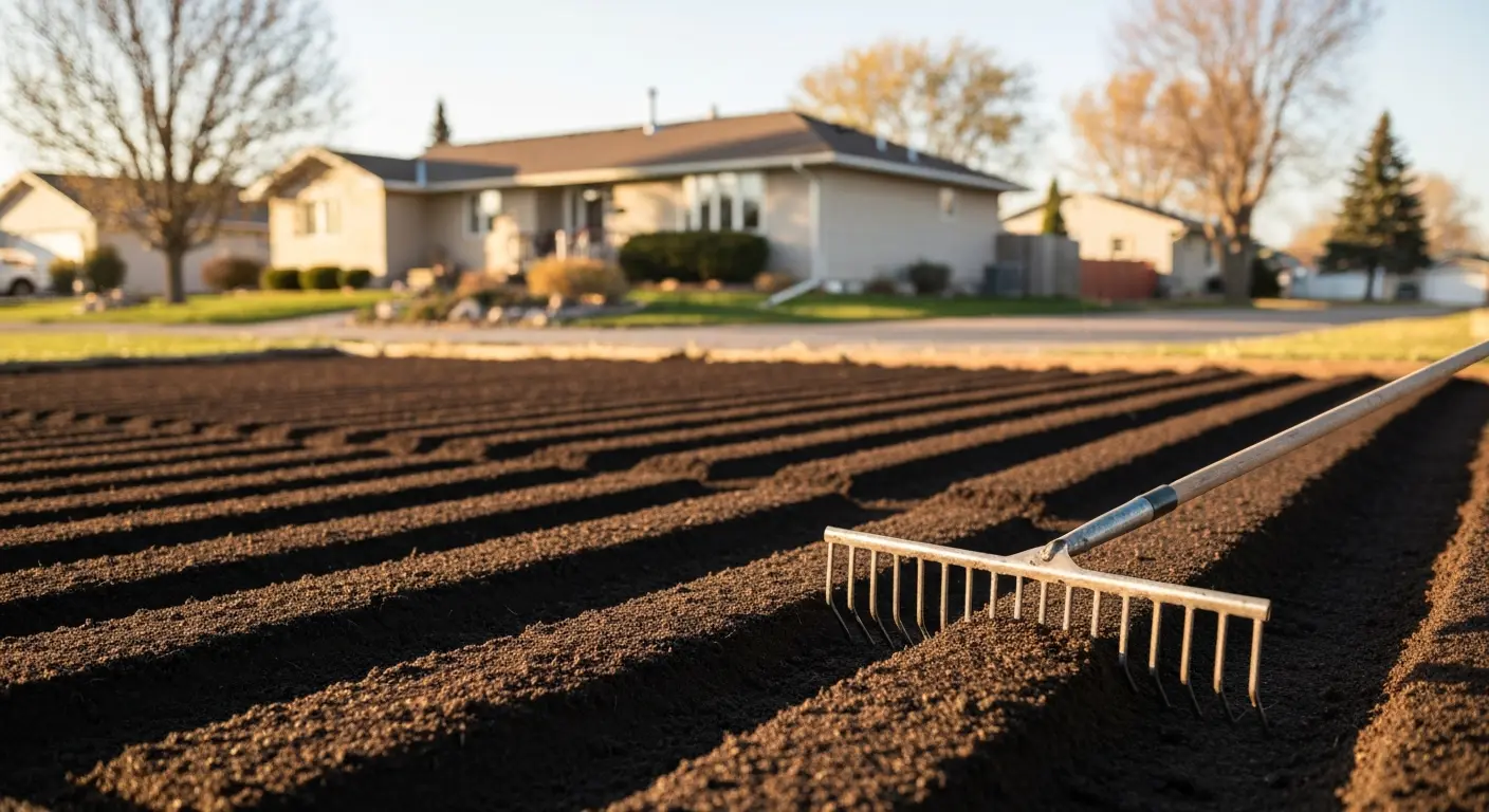 Residential garden topsoil installation