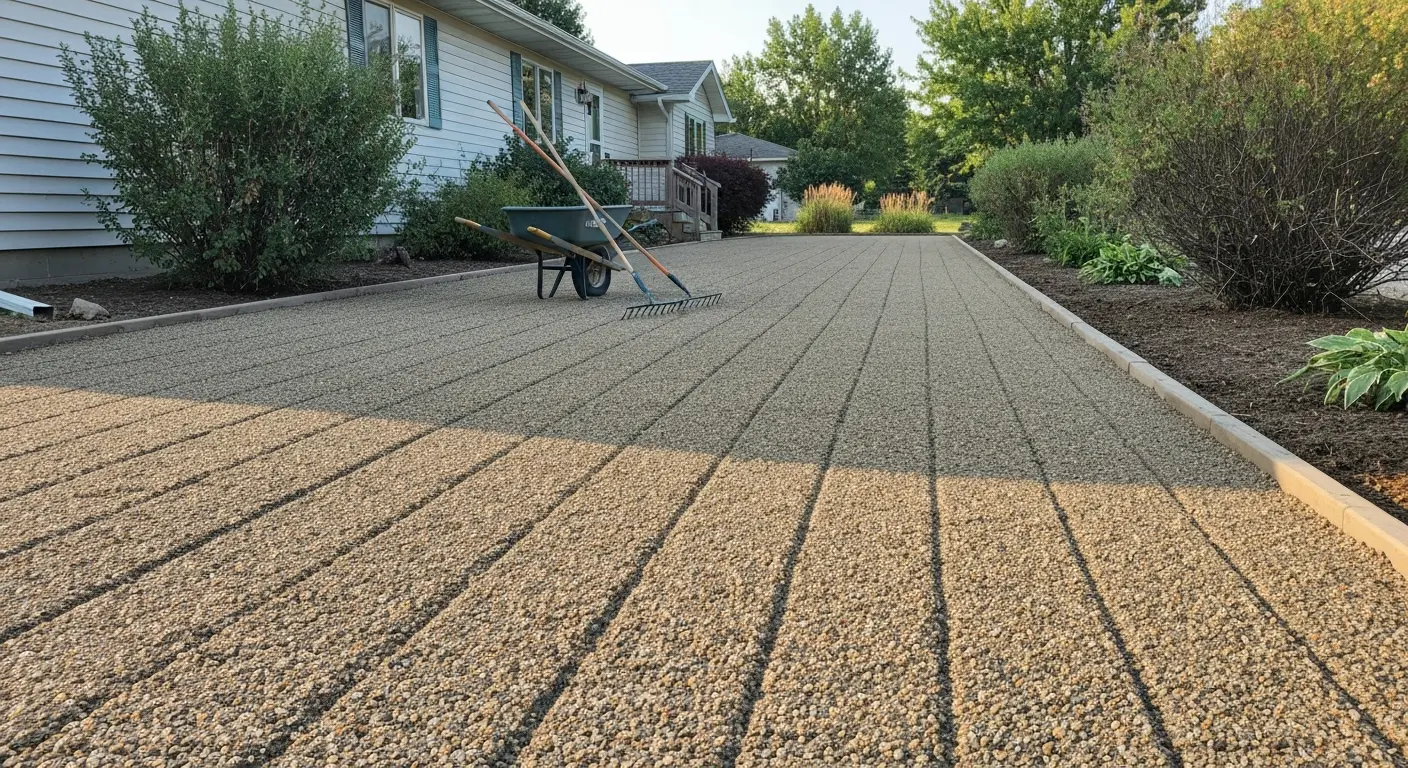 Landscape gravel installation