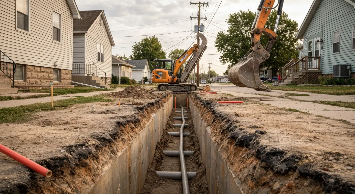 Utility trenching work