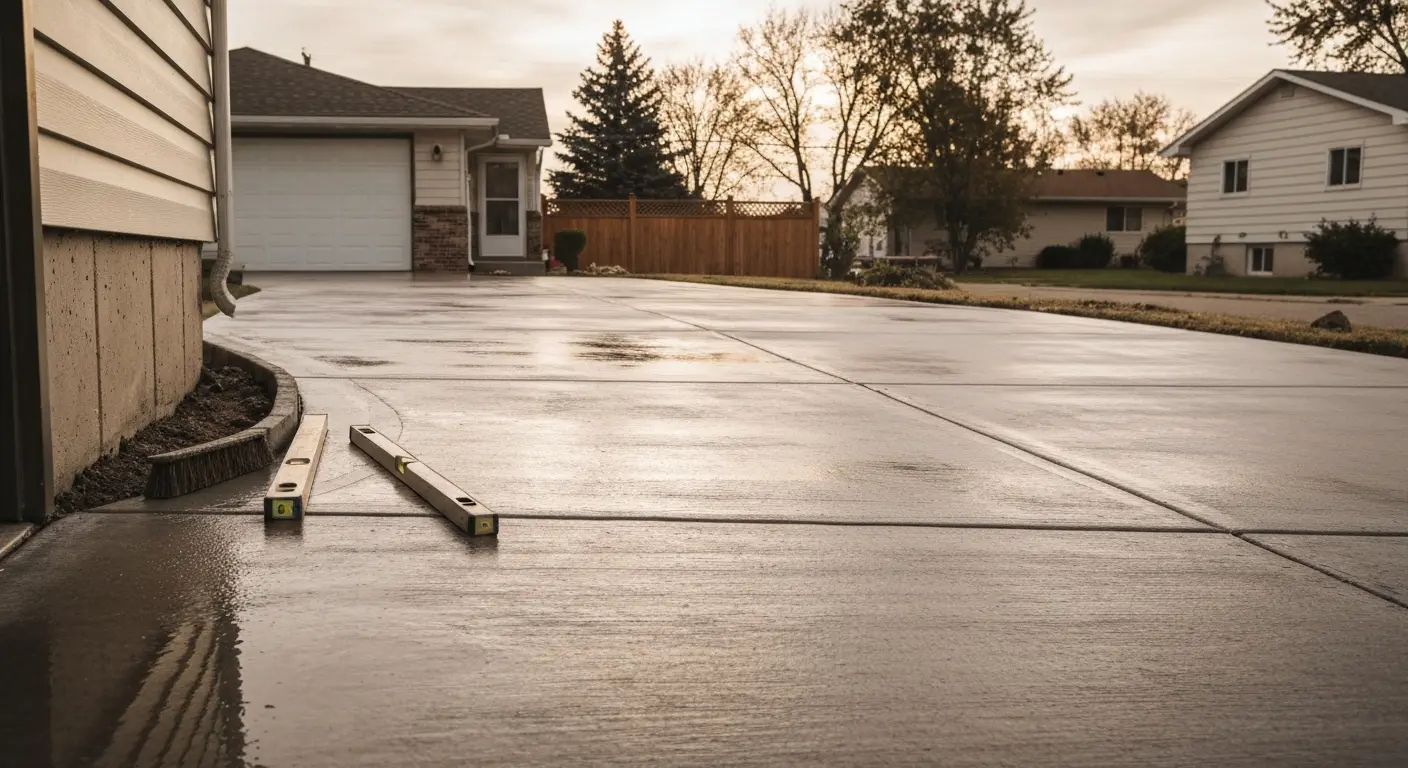 Finished concrete driveway