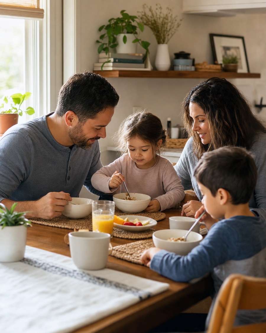 Family spending time together at home