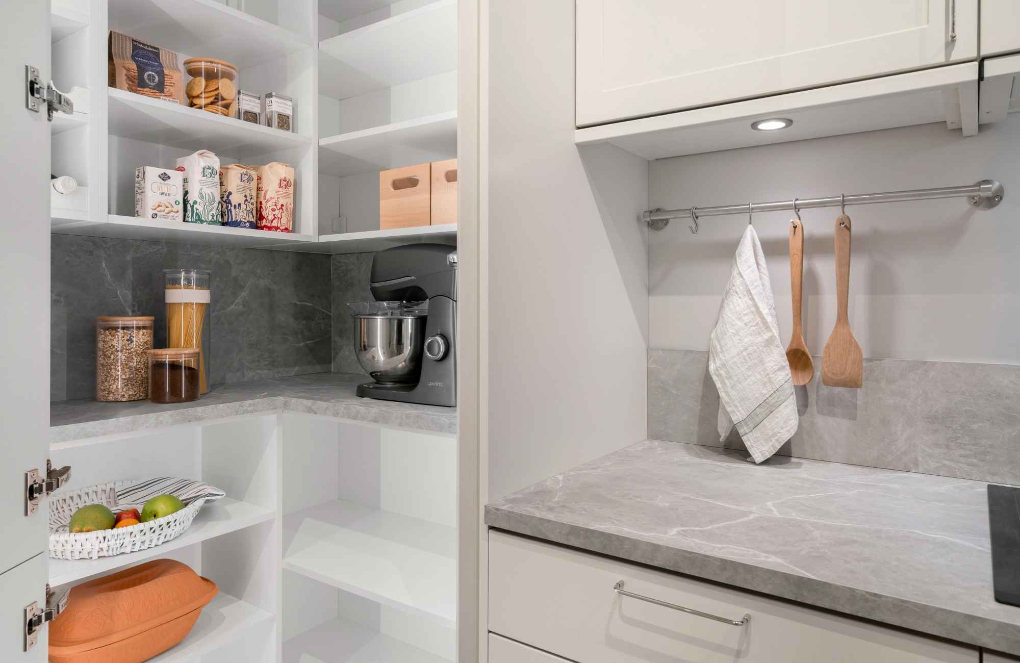 straighten-up-homes-south-bay-ca-summer-delcuttering-kitchen-with-corner-walk-in-pantry-stand-mixer-organized-shelves-styled-seasonal-refresh straighten-up-homes-south-bay-ca-summer-delcuttering-kitchen-with-corner-walk-in-pantry-stand-mixer-organized-shelves-styled-seasonal-refresh