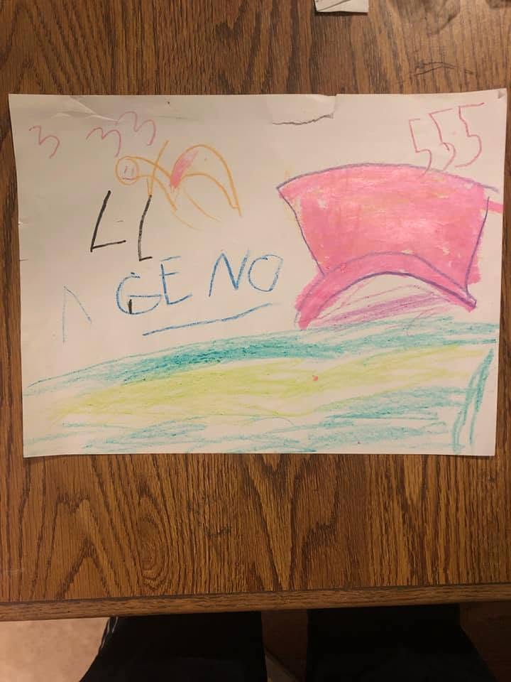 A birthday card Emma drew for Geno