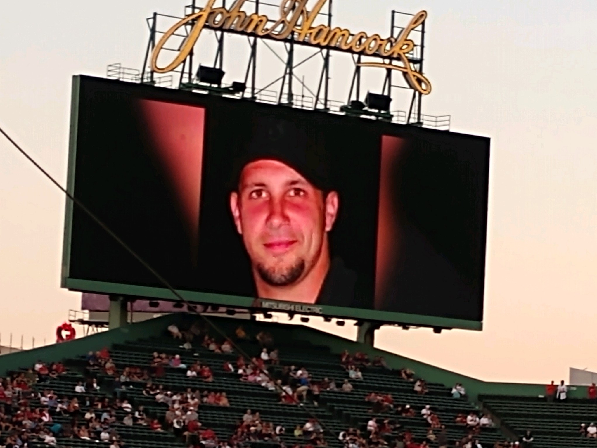 Chris 'Geno' Genovese on the video board at Fenway Park