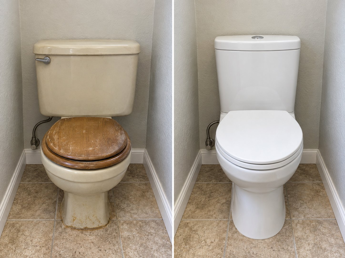 Before and after a toilet installation
