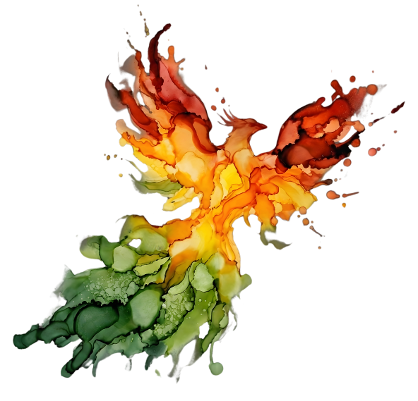 Colorful watercolor phoenix rising