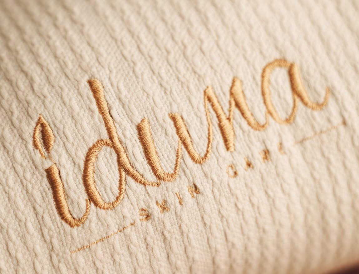 Bordado del logo Iduna en textil