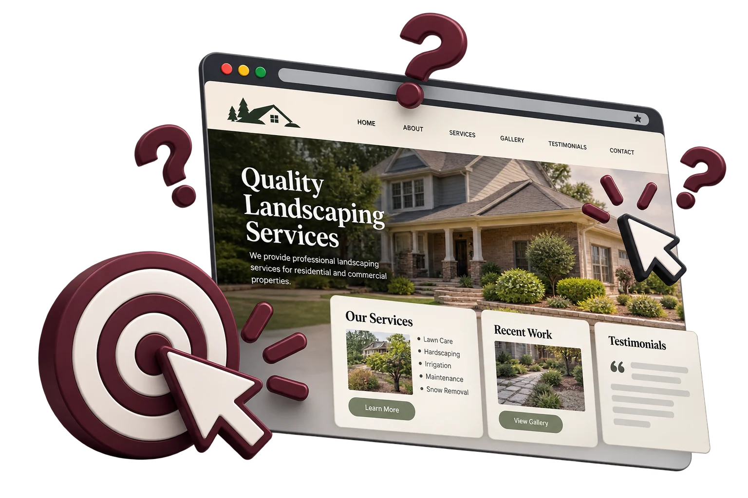 Small business website without a clear call to action