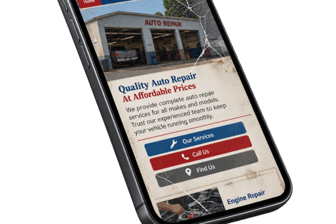Poor mobile website experience displayed on a smartphone