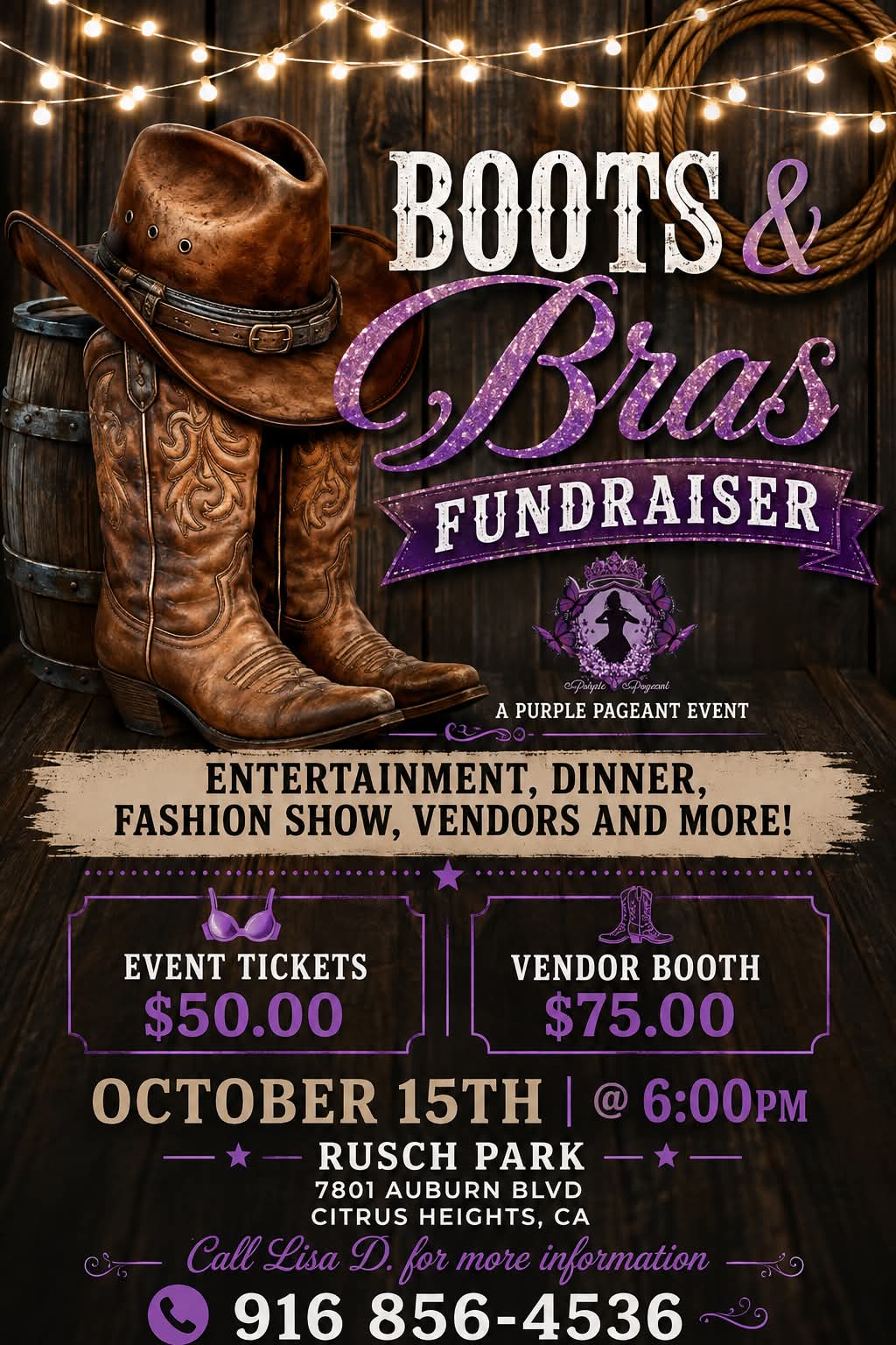 Boots & Bras Fundraiser flyer