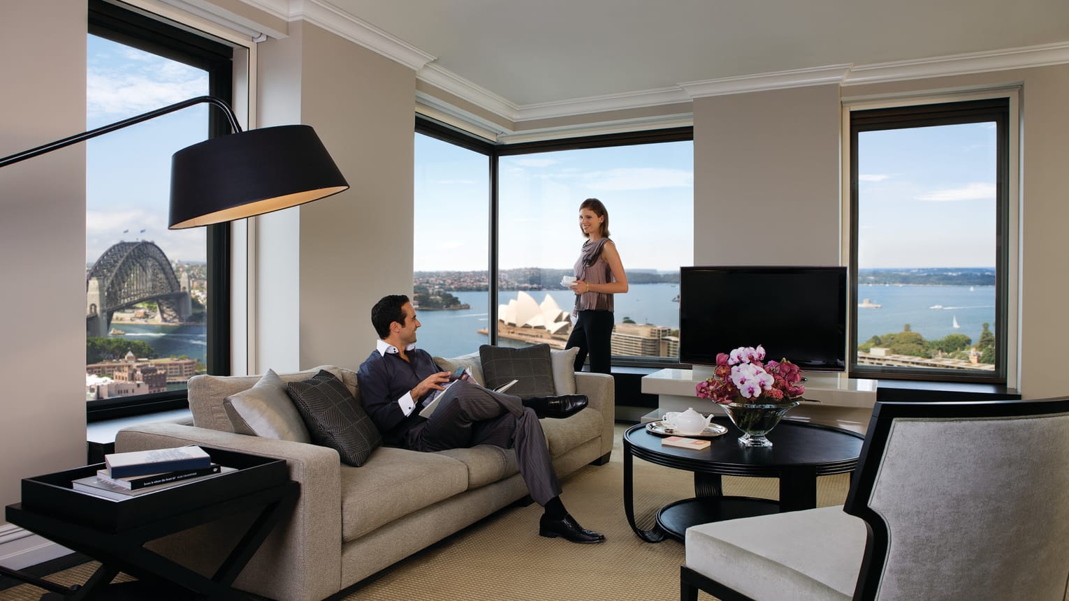 Four Seasons city hotel suite with harbour views