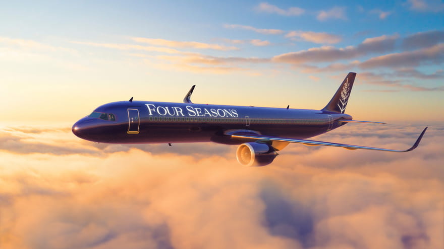 Four Seasons private jet journey in flight