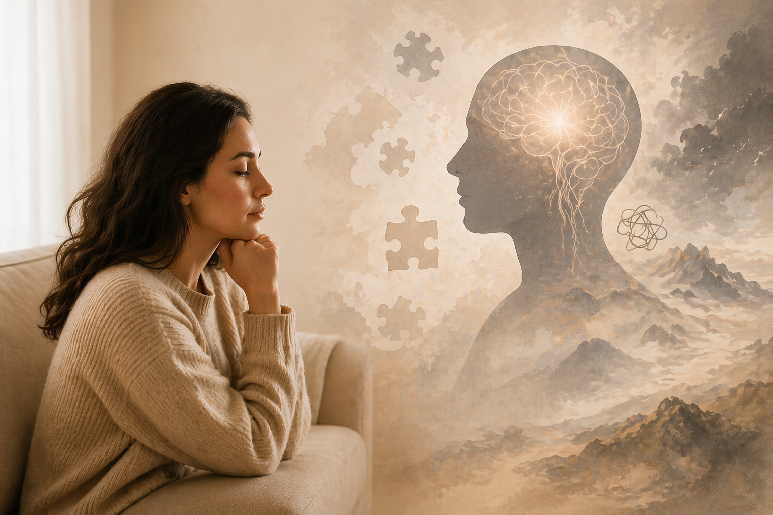 a woman who is introspective and in a process of self discovery