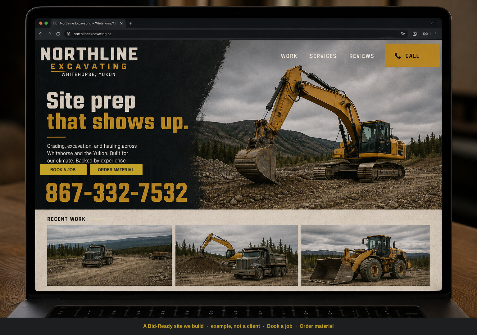 Bid-Ready example: Book a job and Order material on a contractor laptop. Example, not a client.
