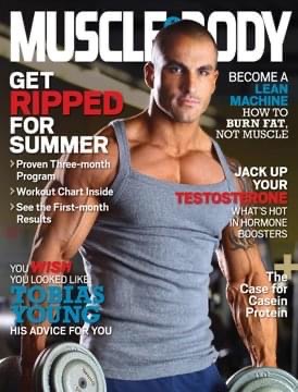 On True Strength magazine cover from 2011 featuring Tobias Young holding a dumbbell.