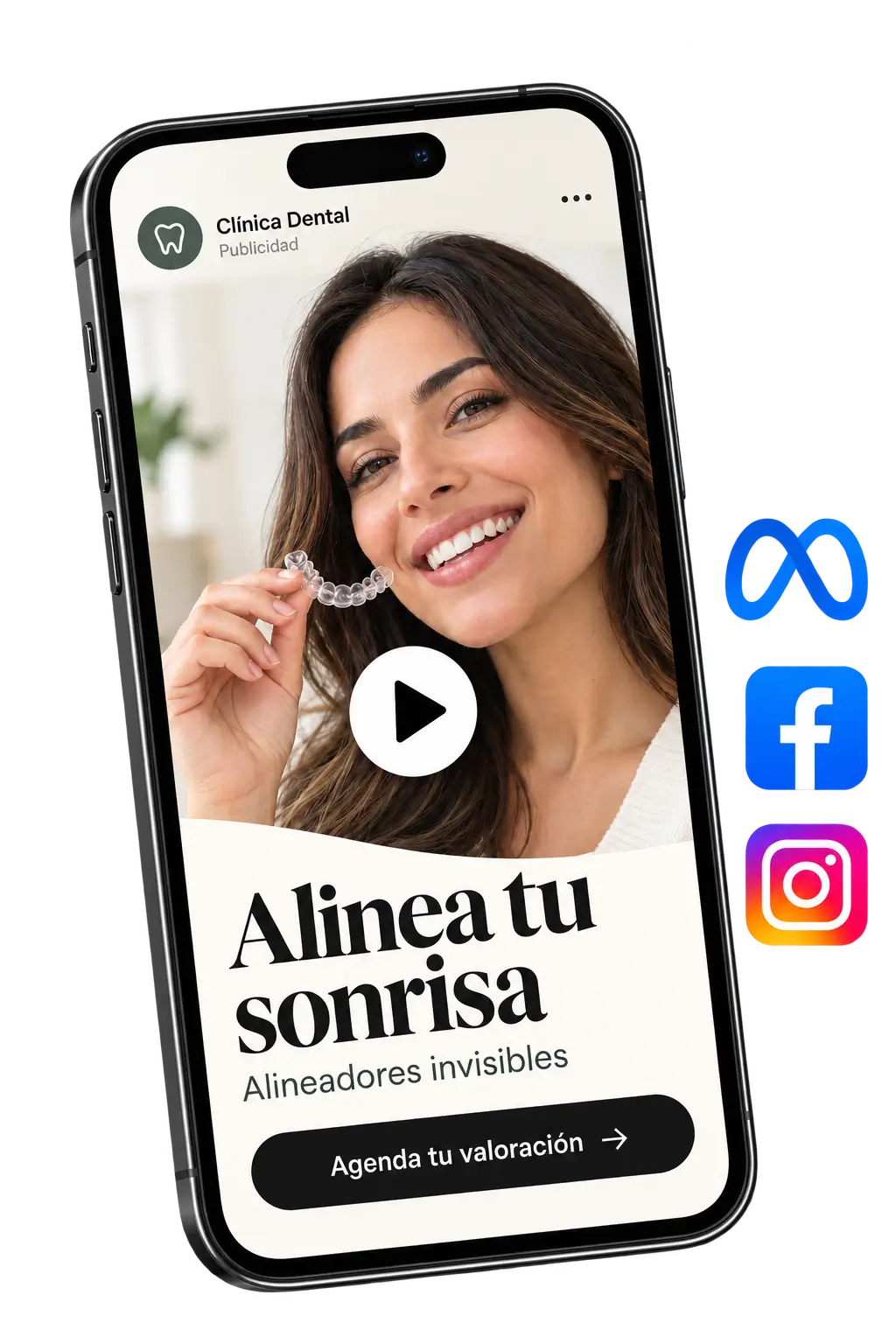 Anuncio de alineadores en un celular