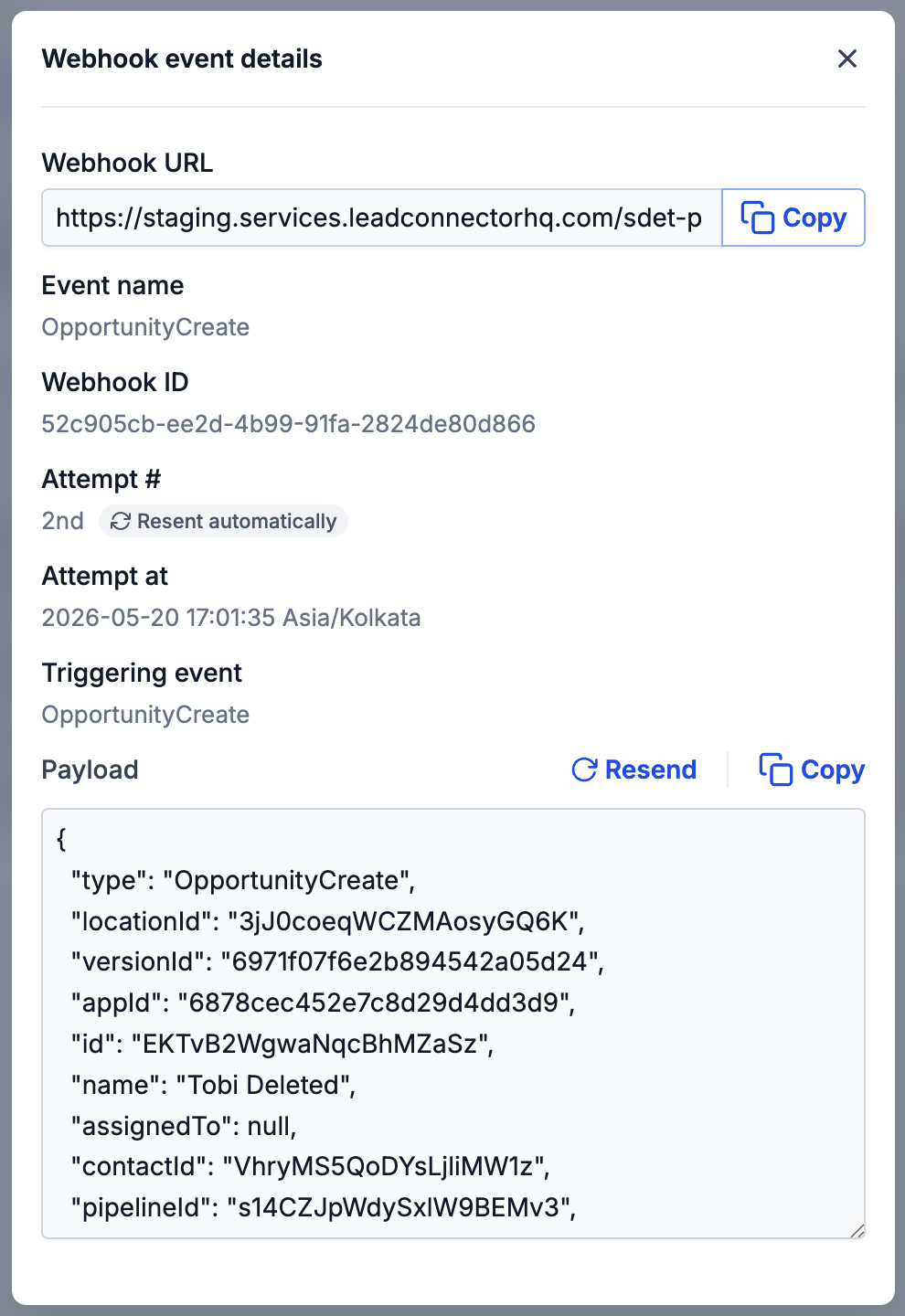 Webhook Details Modal