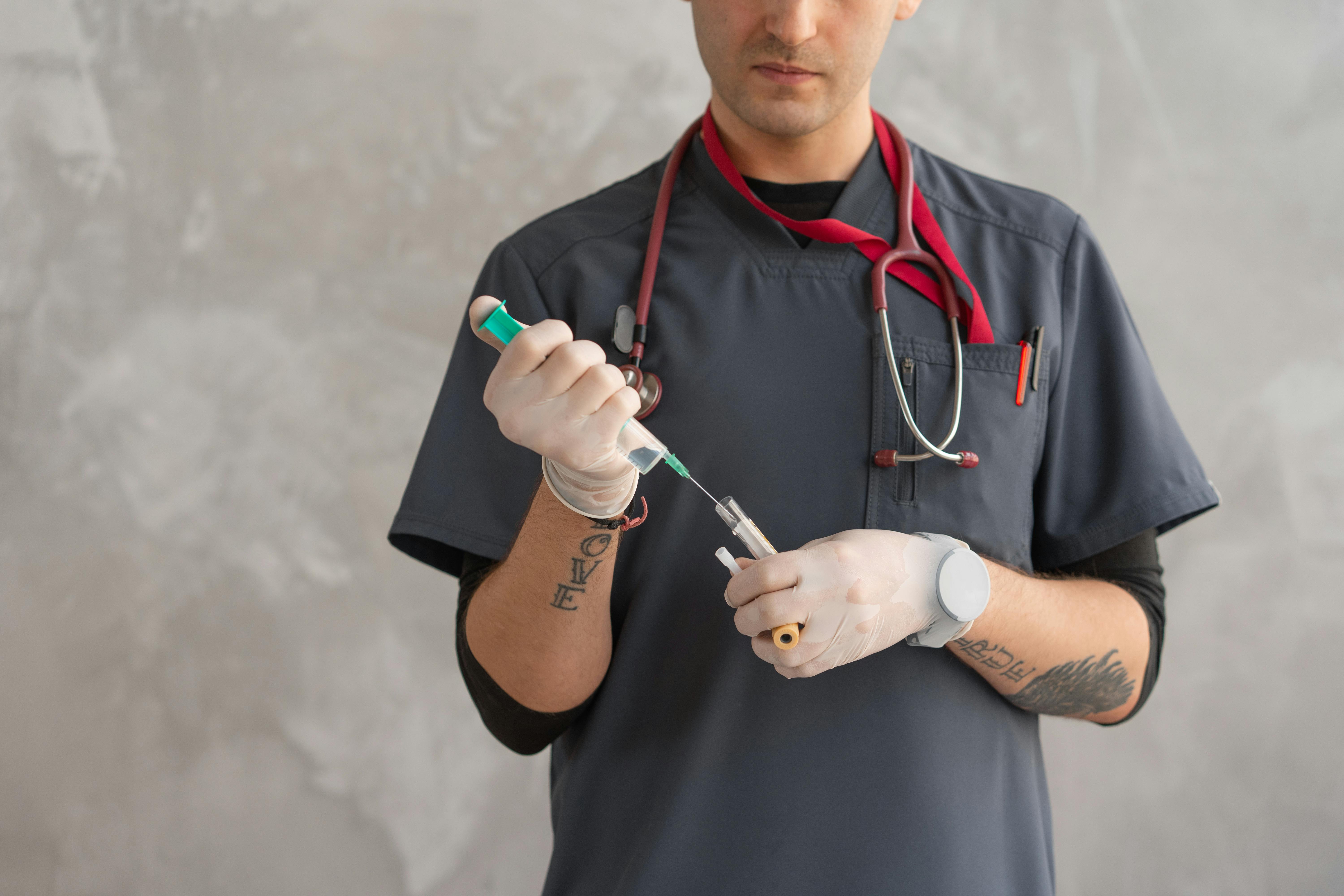 Healthcare provider preparing injection – First appointment includes body composition analysis, lab testing, and one-on-one consultation at Hormone Treatment Centers in Overland Park, KS