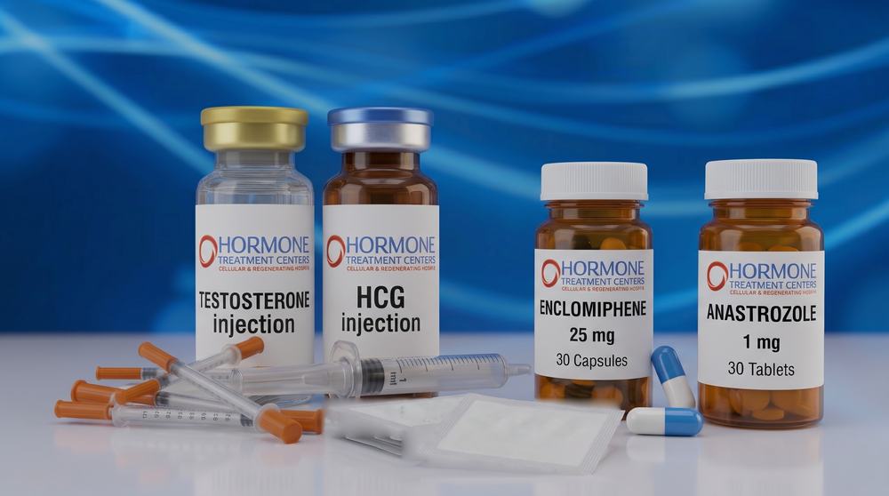 Men's testosterone medications, including HCG and enclomiphene