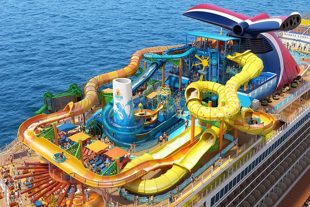 Carnival cruise ship deck and ocean view at sea