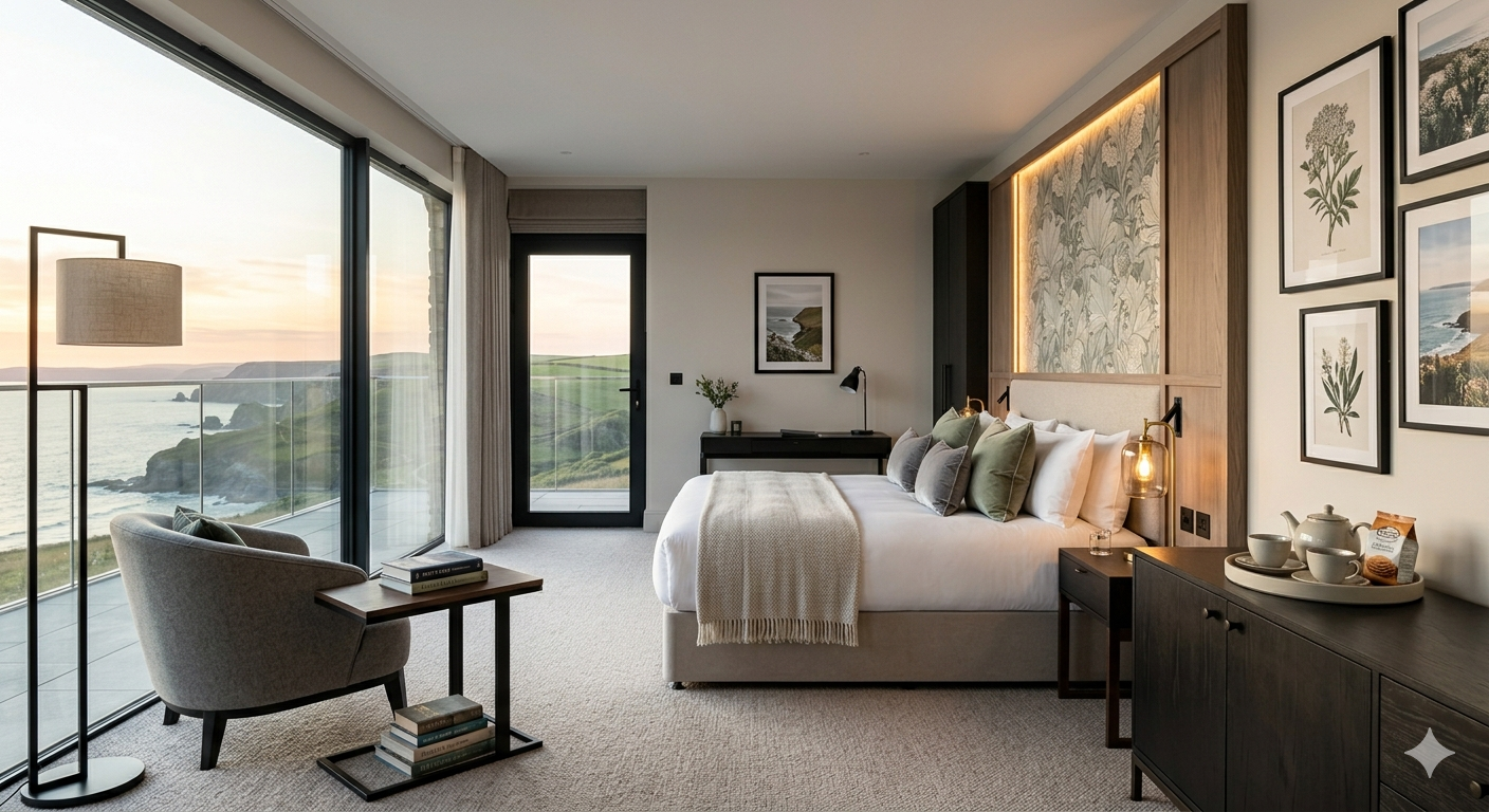 Boutique UK coastal hotel room