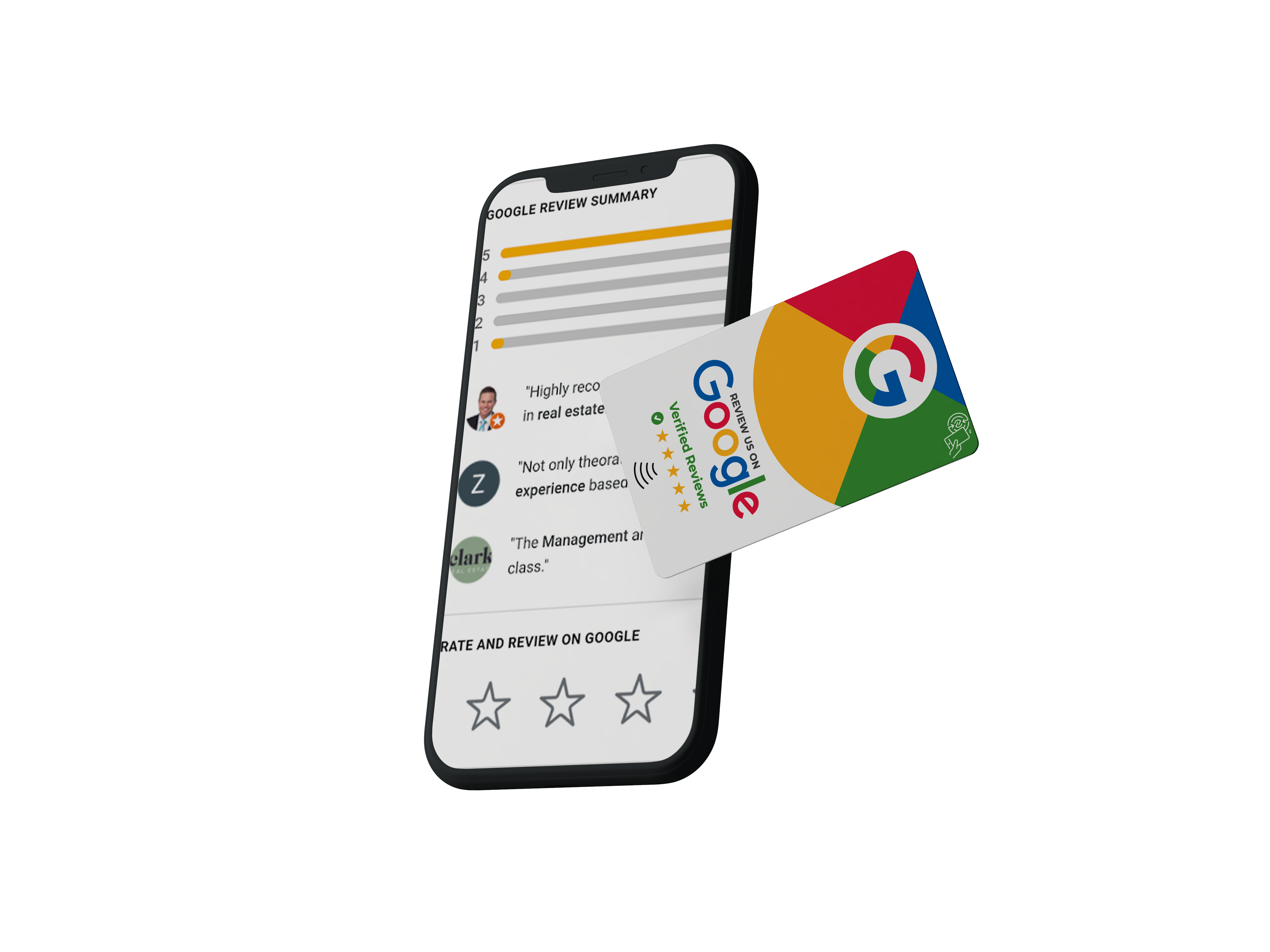 Customer scanning or tapping a Google Review Tap Card with a smartphone
