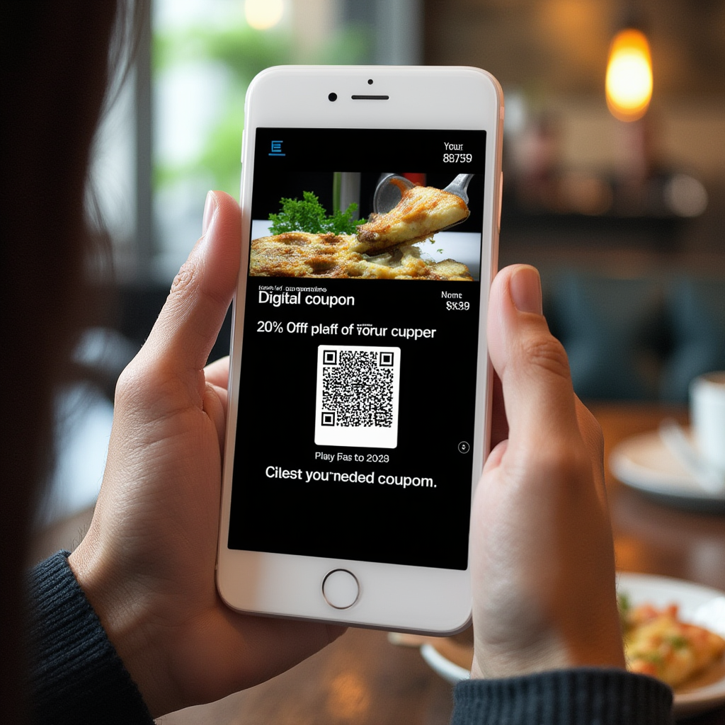 Customer viewing a digital coupon on a smartphone