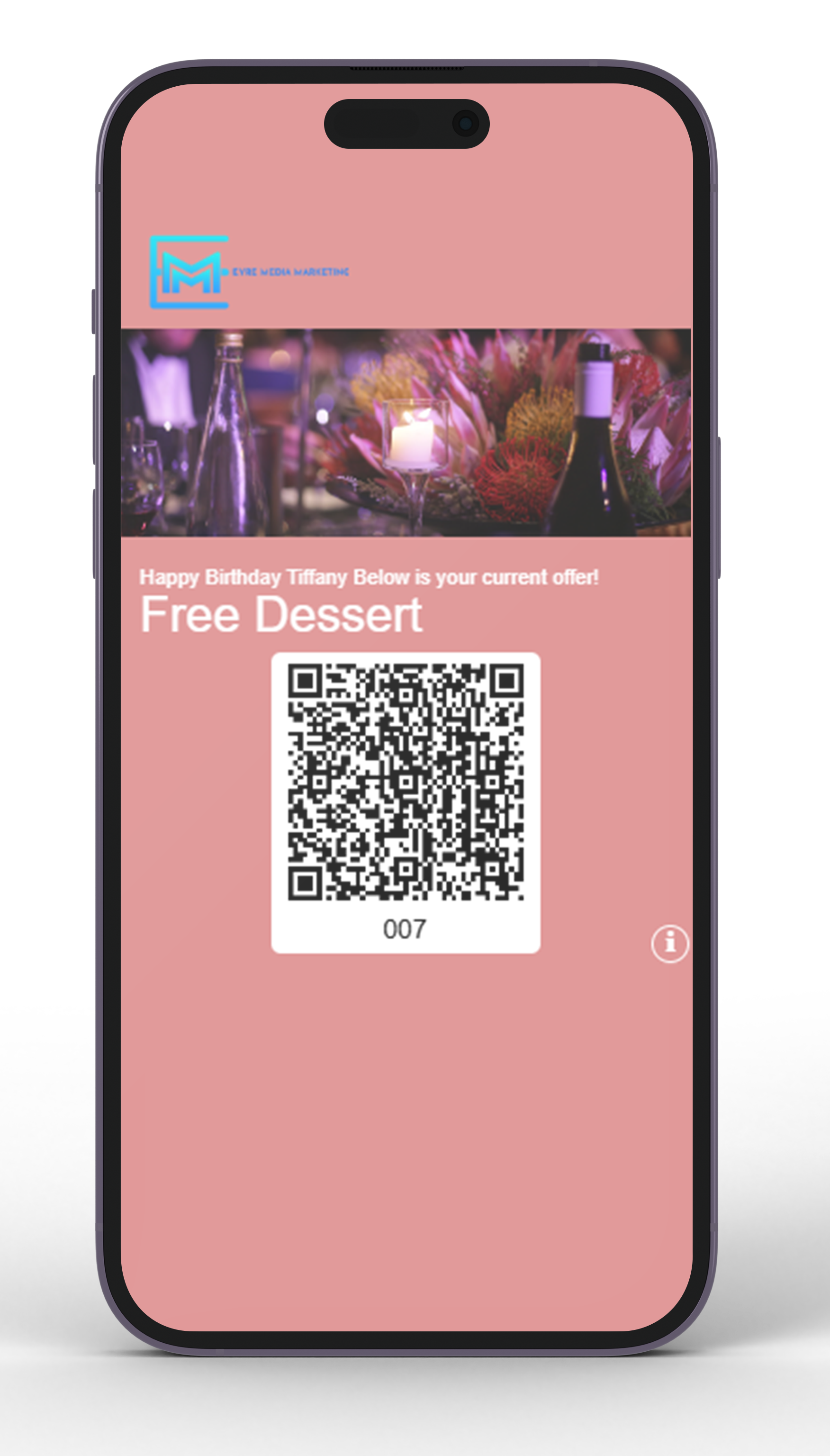 Birthday reward pass example on a phone