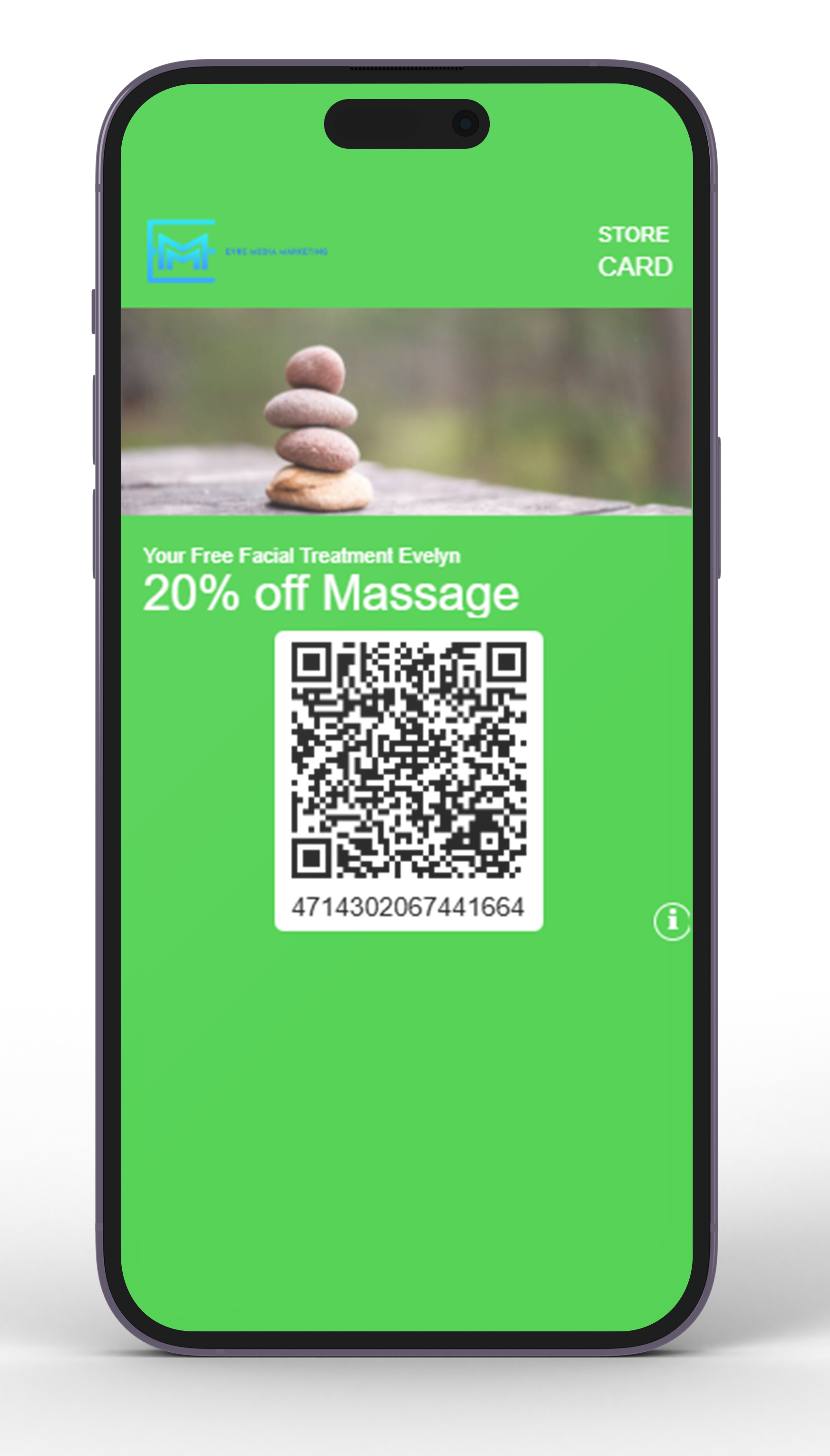 Gift card pass example on a phone