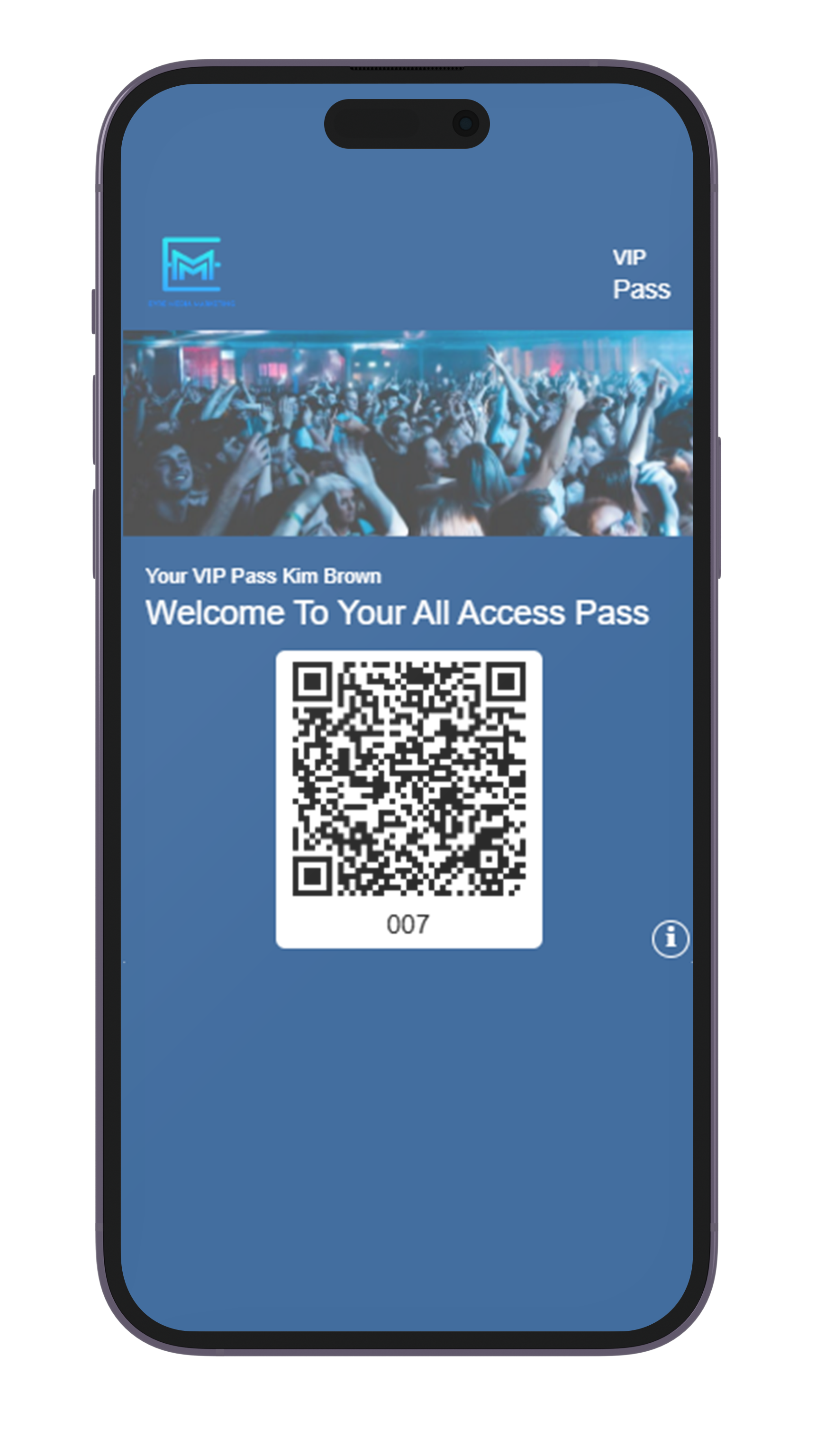 Event ticket pass example on a phone