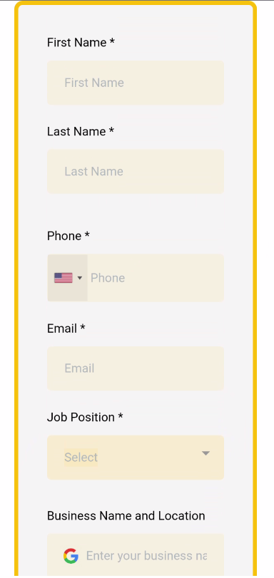 Activation step 2: Fill out your information and select your Google Business Profile