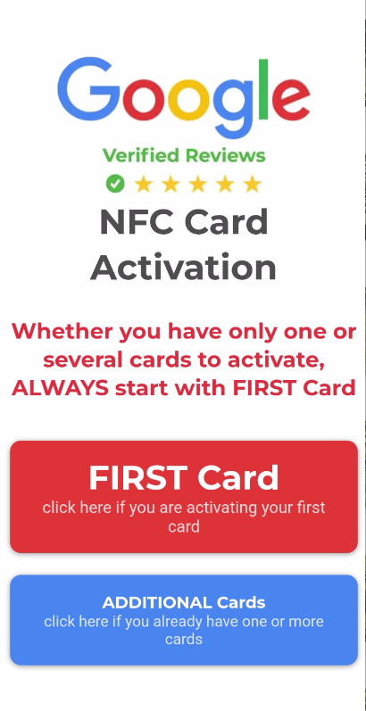 Activation step 1: Tap the card to open activation