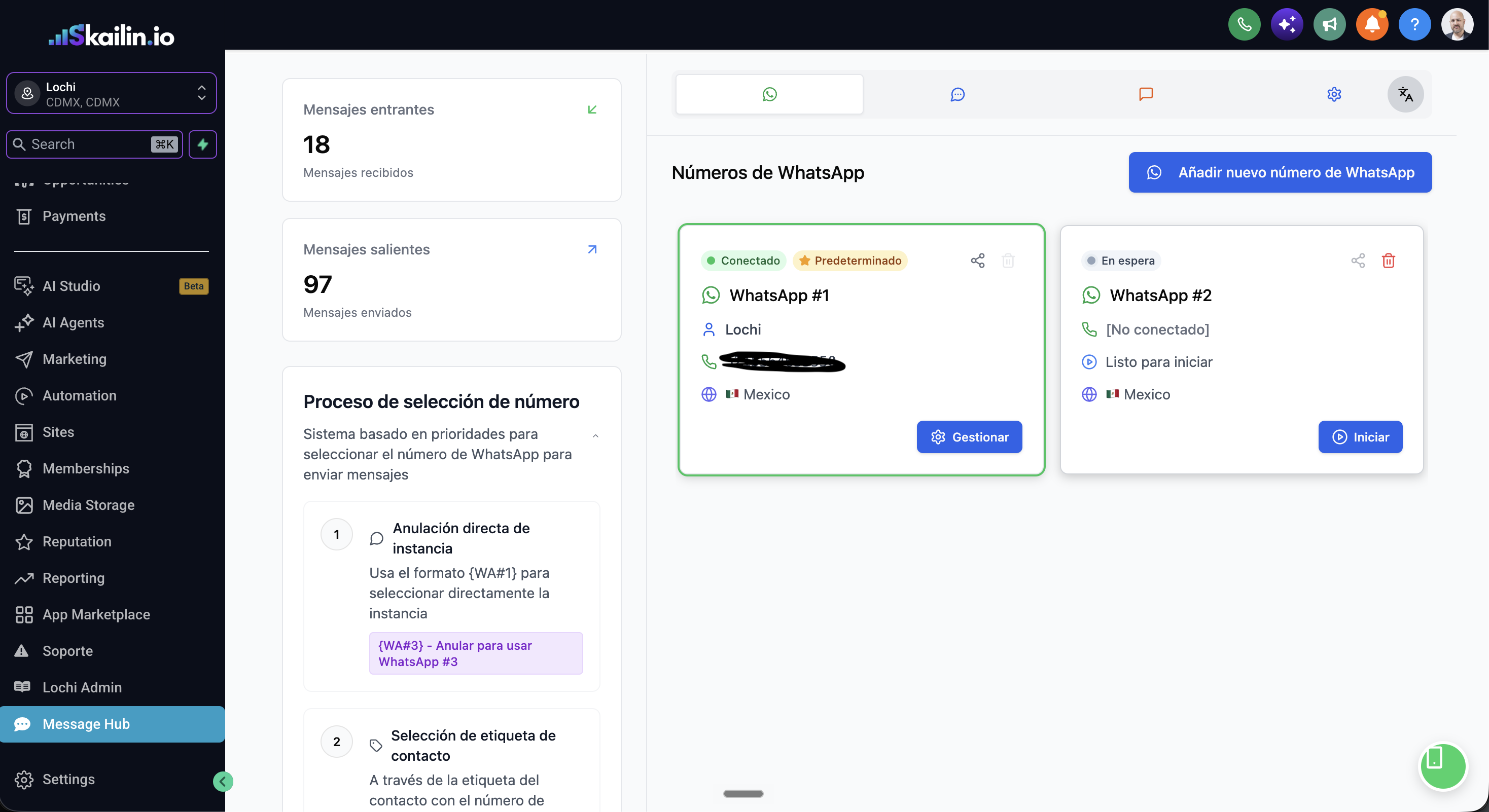 Vista previa de Mensajes y WhatsApp