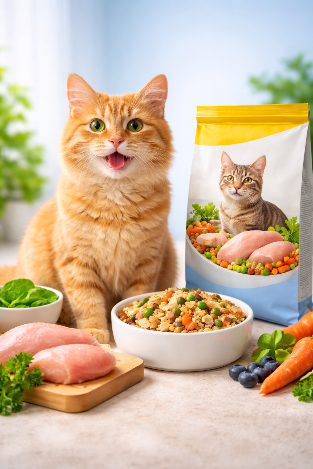 Cat eating kibble video frame